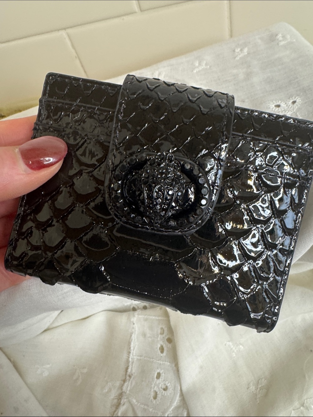 Kurt Geiger Black NIB NWT Patent leather multi credit card holder